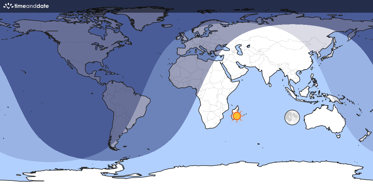 Bright parts can either see the Moon or be seen from the Moon. Map showing which part of the Earth the Moon is currently above the horizon at.